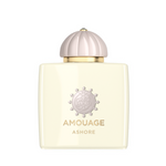 Amouage Ashore Woman Eau de Parfum – luxury women’s fragrance in ivory white square bottle with soft pink dome cap and emblem