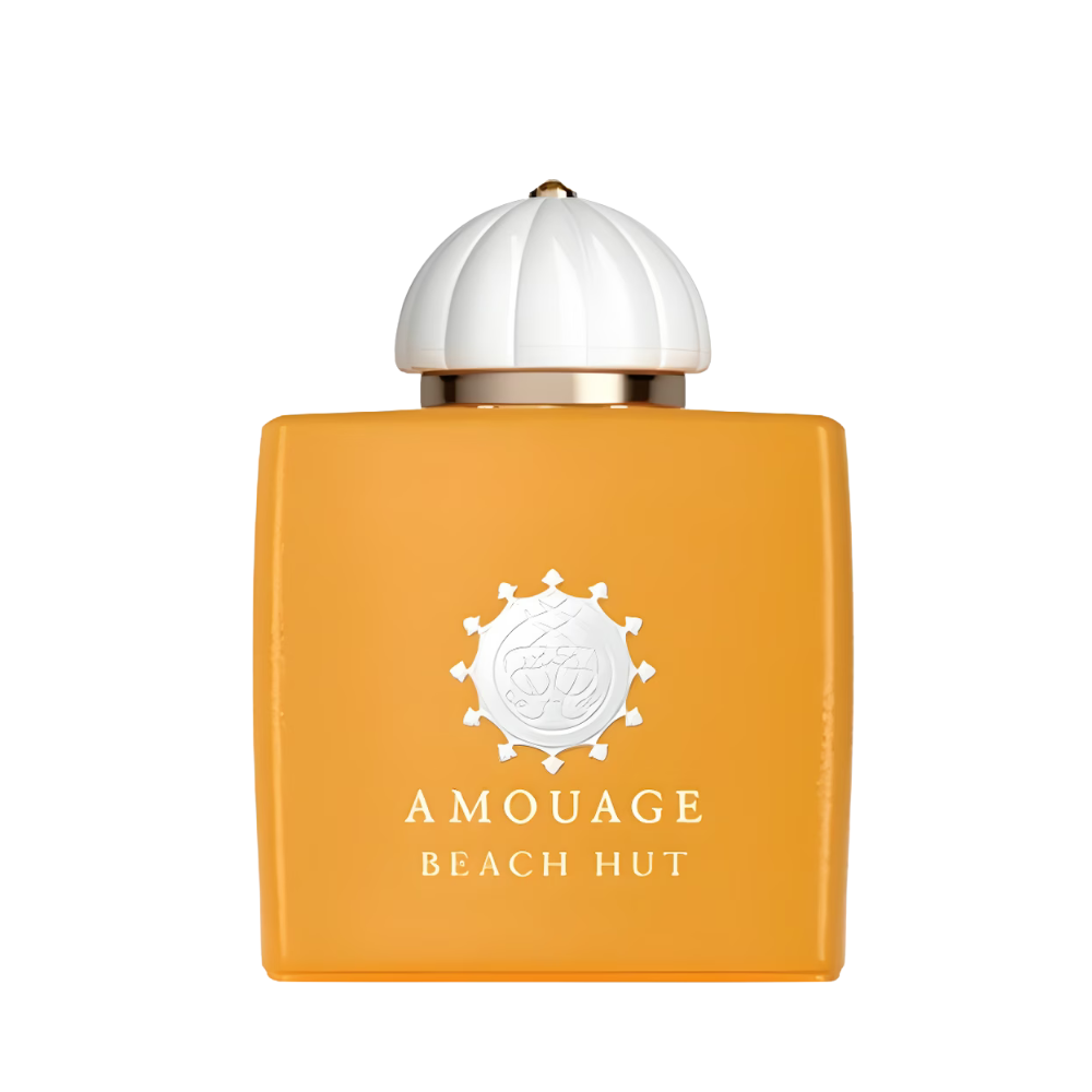 Amouage Beach Hut Woman Eau de Parfum – discontinued luxury women’s fragrance in bright orange square bottle with white dome cap