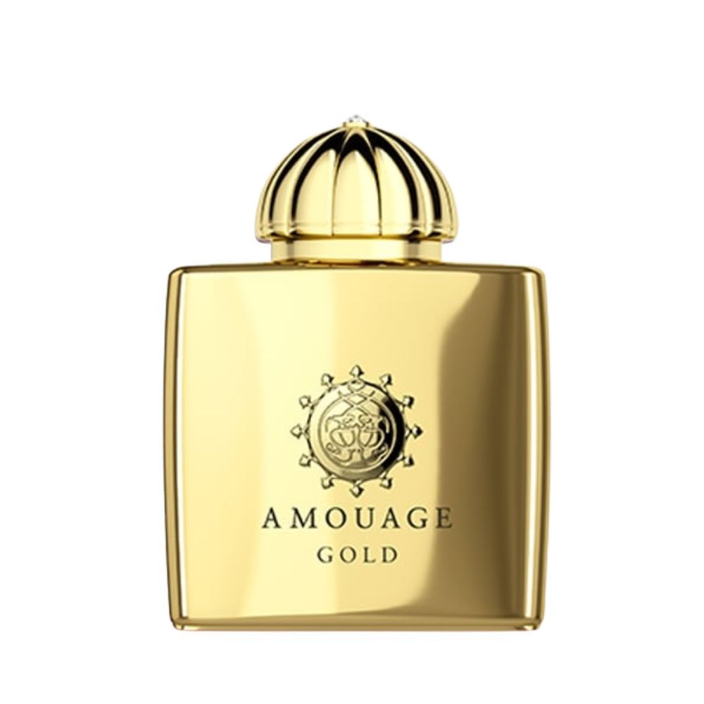 Amouage Gold Woman Extrait de Parfum – luxury women’s fragrance in elegant golden square bottle with dome cap and emblem
