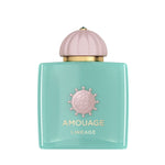 Amouage Lineage Eau de Parfum – luxury perfume in turquoise bottle with pink dome cap
