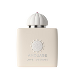 Amouage Love Tuberose Woman Eau de Parfum – luxury women’s fragrance in cream white square bottle with white dome cap and emblem