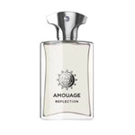 Amouage Reflection Man Eau de Parfum – luxury men’s fragrance in sleek clear glass bottle with silver cap and emblem design