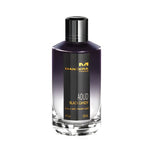 Mancera Aoud Black Candy Eau de Parfum – bold unisex fragrance blending oud, licorice, and vanilla notes, presented in a 120ml gradient black and silver glass bottle with gold accents.