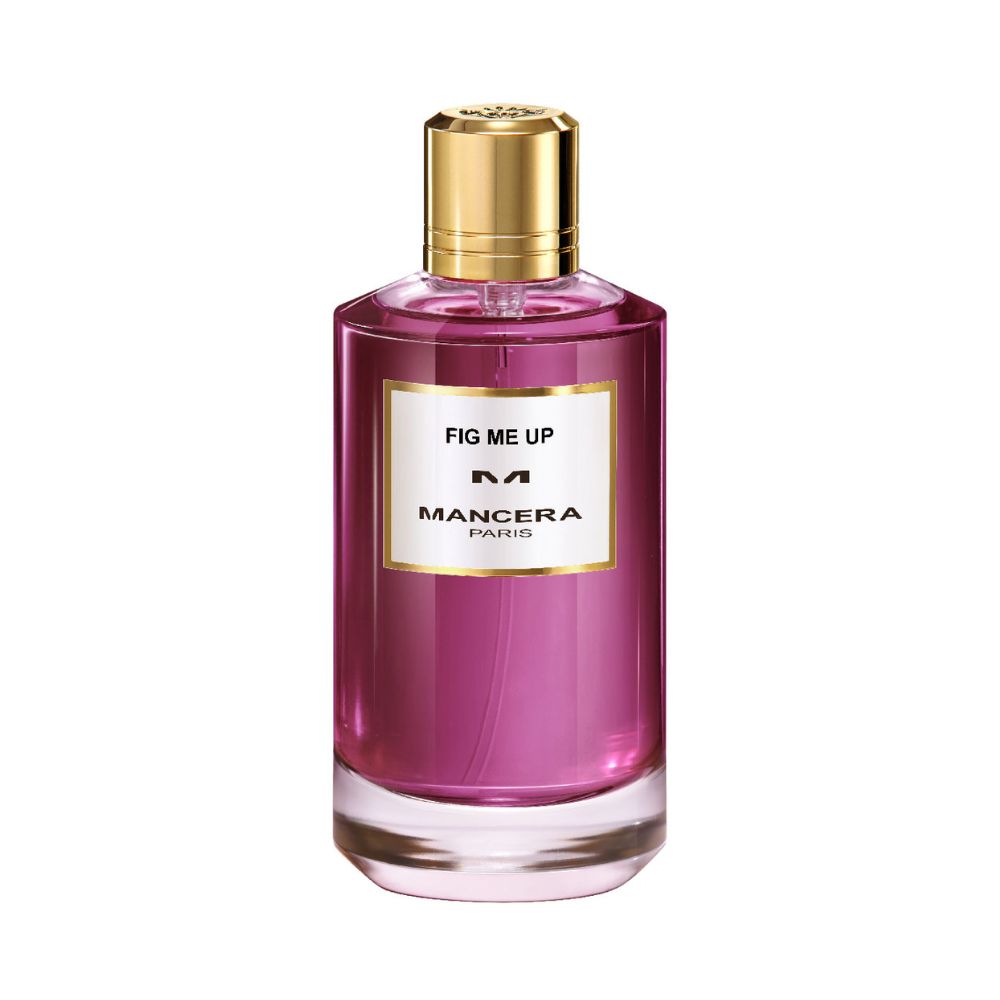 Mancera Fig Me Up Eau de Parfum – a vibrant unisex fragrance featuring fig, floral, and woody notes, presented in a striking pink 120ml bottle.
