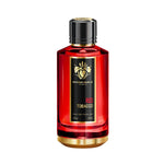 Mancera Red Tobacco Eau de Parfum – an intense, spicy oriental fragrance blending warm tobacco, cinnamon, and oud, housed in a bold red and gold 120ml luxury bottle.