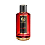 Mancera Red Tobacco Intense Eau de Parfum – rich, smoky oriental fragrance featuring spicy tobacco, oud, and amber notes, showcased in a luxurious 120ml deep red glass bottle with black and gold detailing.