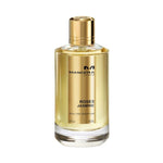 Mancera Roses Jasmine Eau de Parfum – an elegant floral fragrance blending fresh rose petals with sensual jasmine notes, showcased in a luminous gold 120ml bottle with refined detailing.