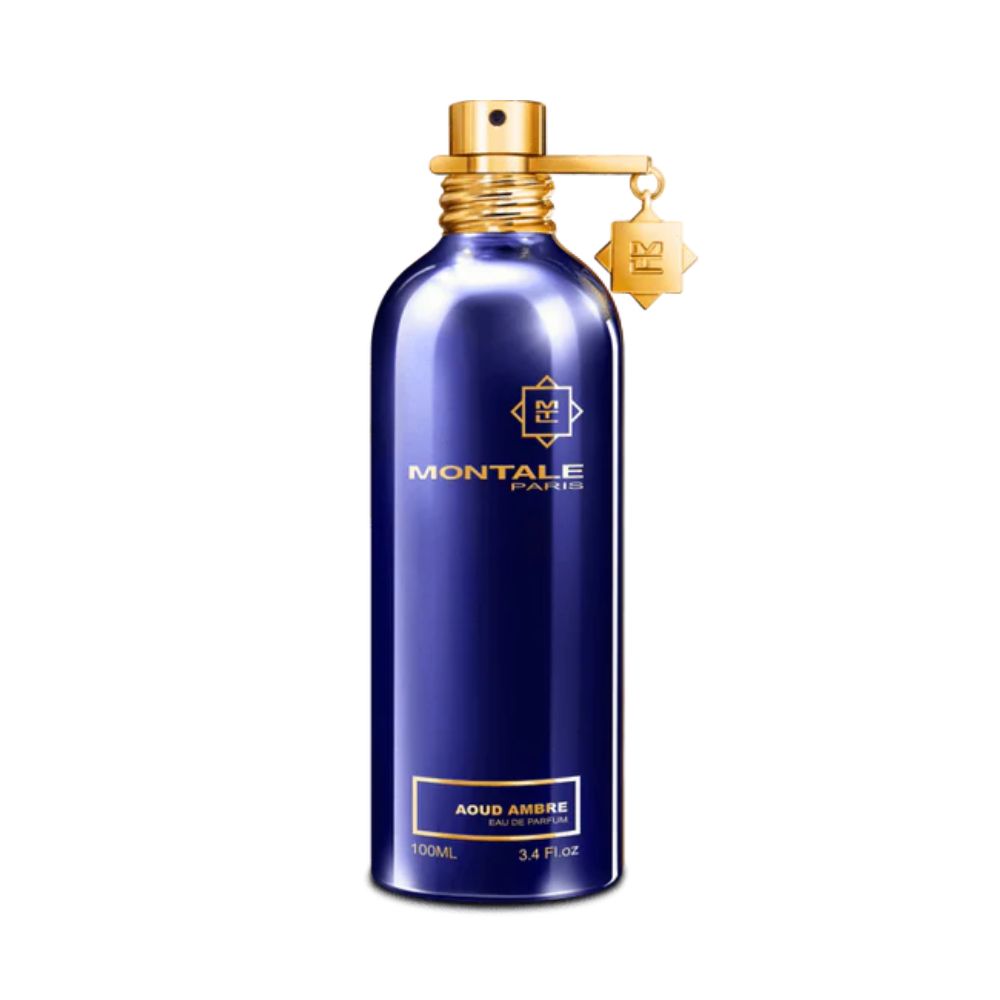Montale Aoud Ambre Eau de Parfum – oriental oud amber fragrance in metallic blue Montale bottle