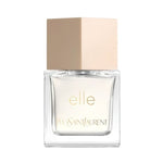 Clear rectangular bottle of Yves Saint Laurent Elle Eau de Parfum with a beige square cap and gold text on the front.